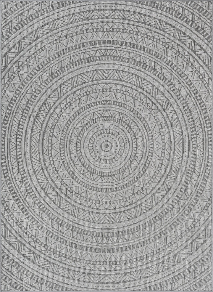 Teppich Anthrazit Orientalisch rund Polypropylen BORNO 160x160 Kollektion Design Muster_