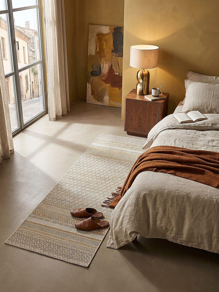 Teppich Beige Läufer gemütliche Wohnszene_