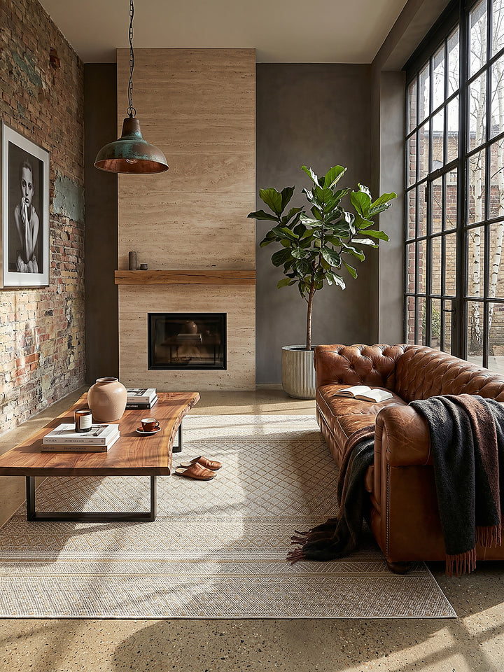 Teppich Beige rechteckig im modernen Wohnzimmer_