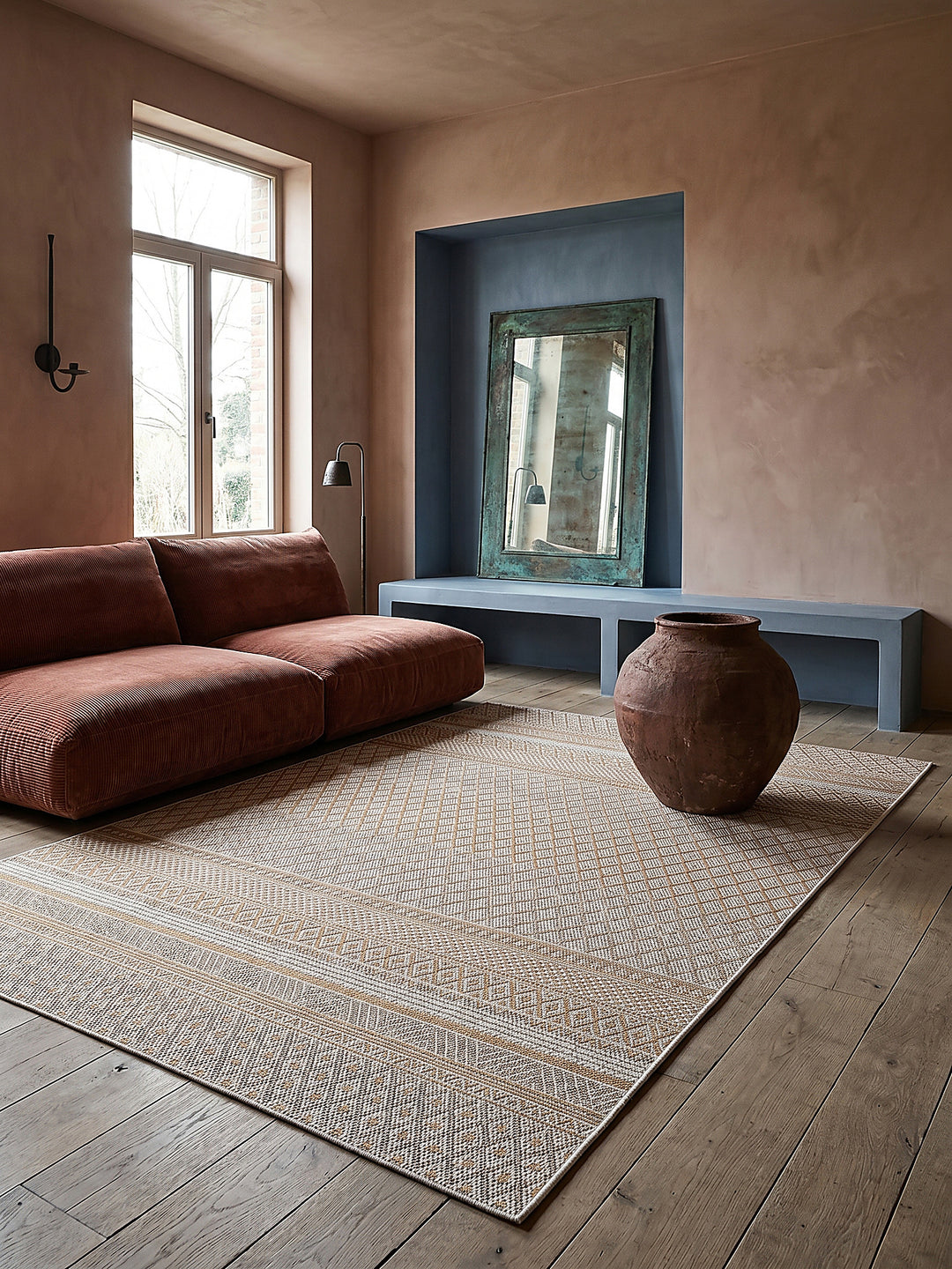 Teppich Beige rechteckig Editorial Styling_