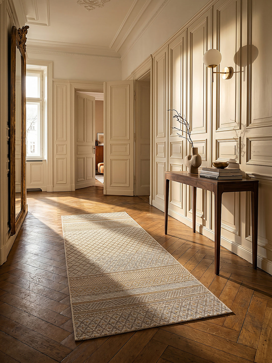 Teppich Beige Läufer im modernen Wohnzimmer_