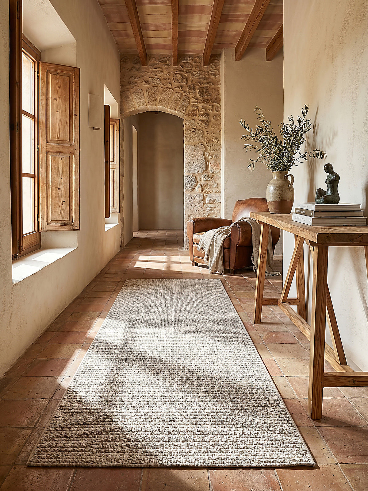 Teppich Beige Läufer im modernen Wohnzimmer_