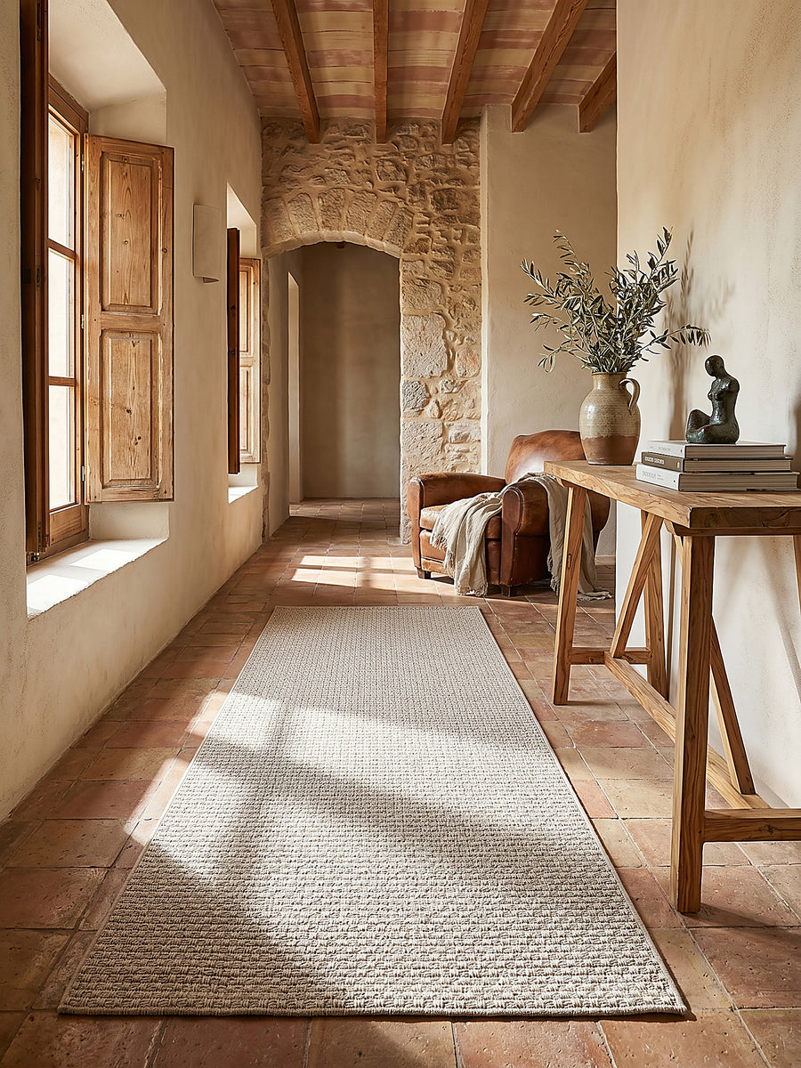 Teppich Beige Läufer im modernen Wohnzimmer_