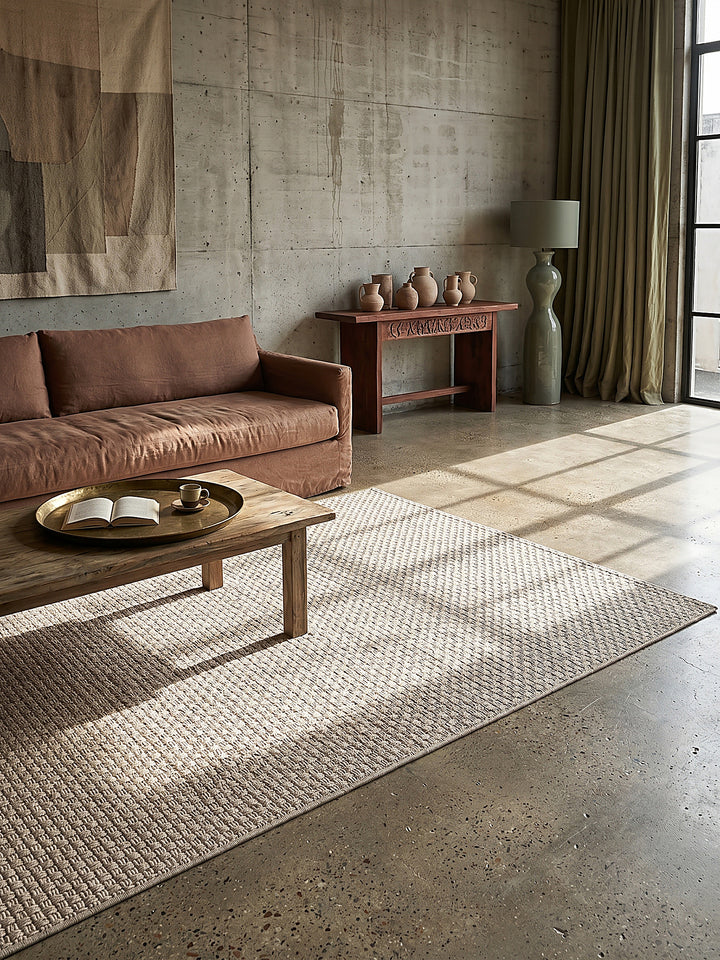 Teppich Beige rechteckig im modernen Wohnzimmer_
