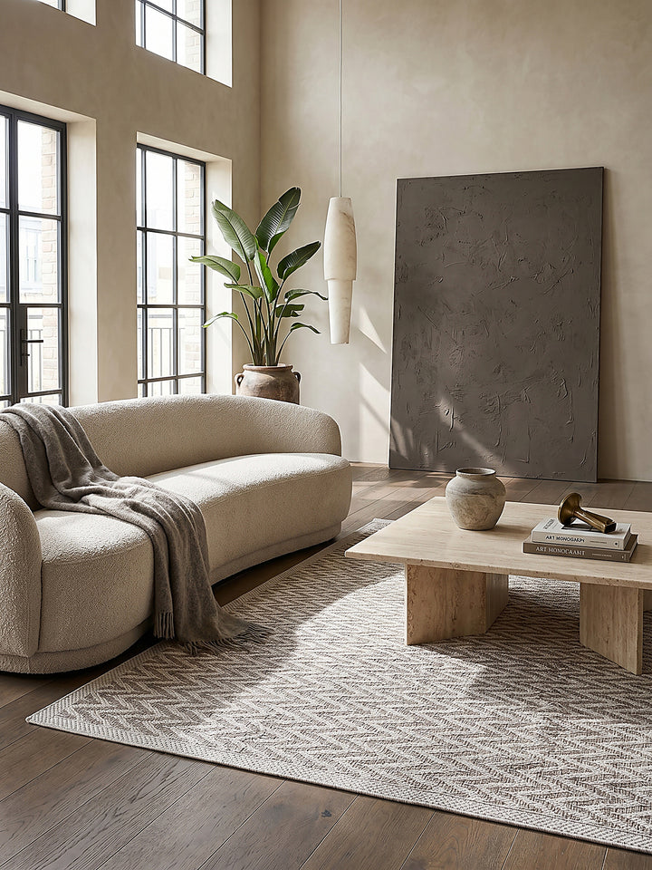 Teppich Beige rechteckig Editorial Styling_