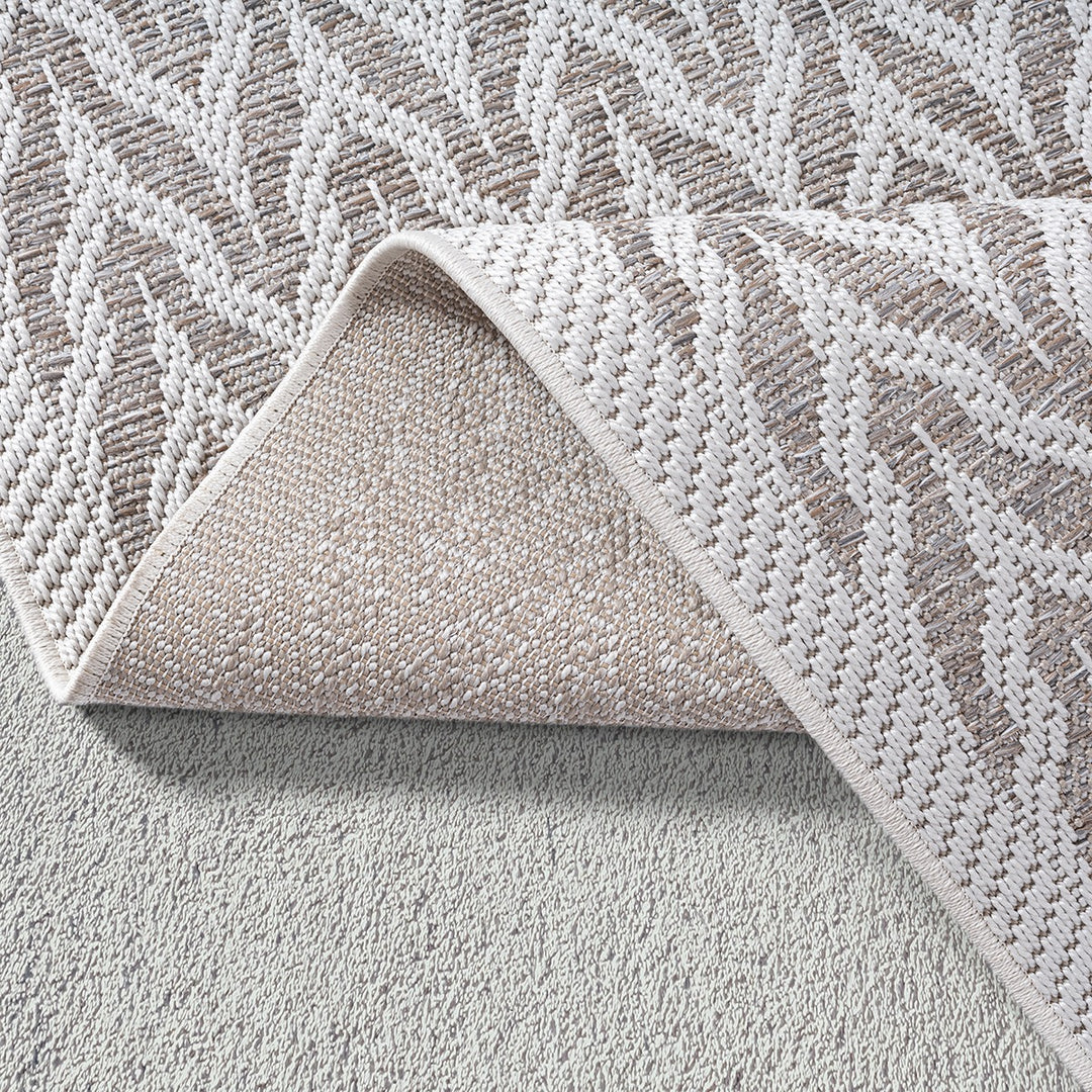 Beige Flachgewebeteppich Geometrisch für puristische Einrichtung ESERA Serie_