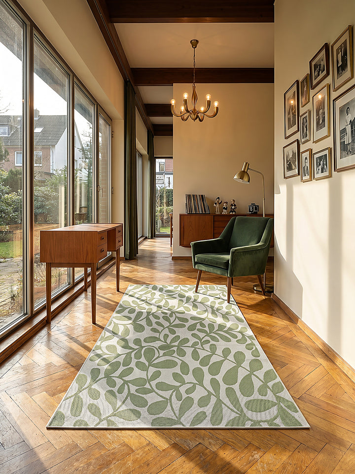 Teppich Grün Läufer im modernen Wohnzimmer_