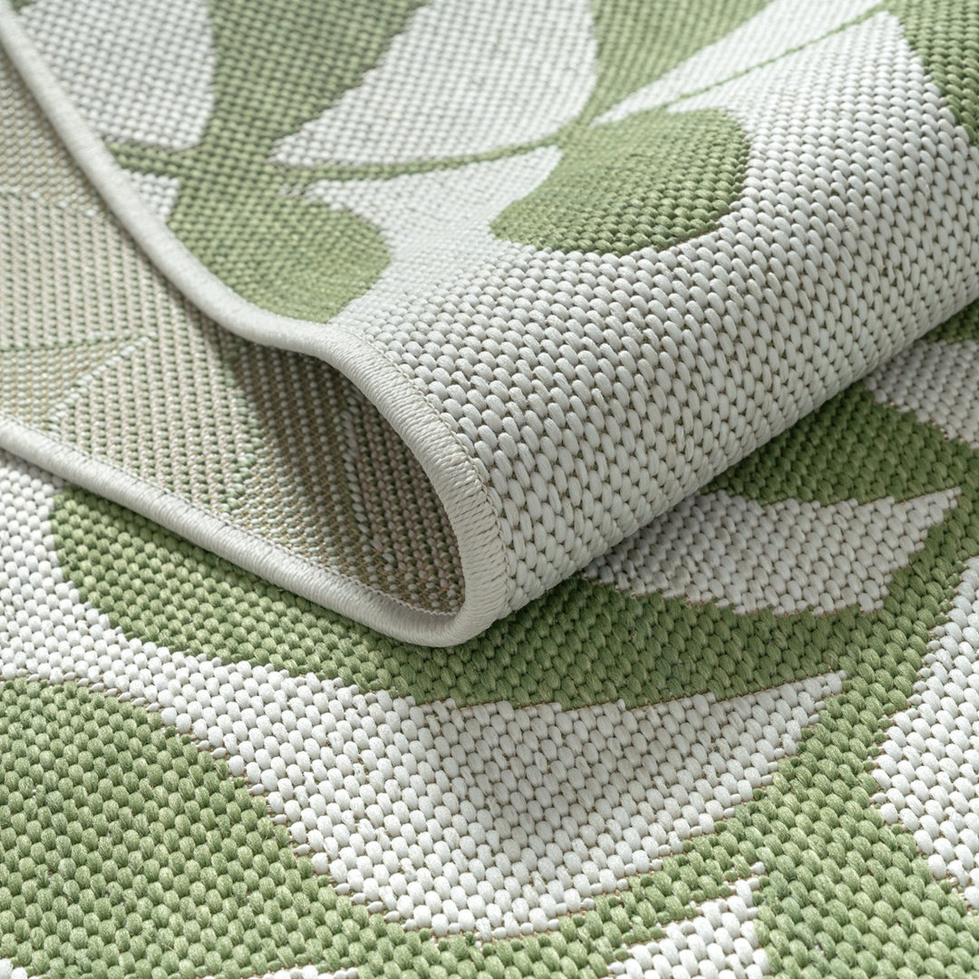 Flachgewebeteppich Grün Floral aus Polypropylen im reduzierten Wohnstil BORNO Serie_