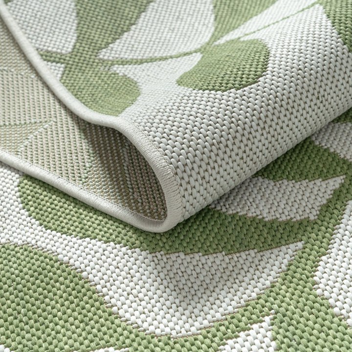Flachgewebeteppich Grün Floral aus Polypropylen im reduzierten Wohnstil BORNO Serie_