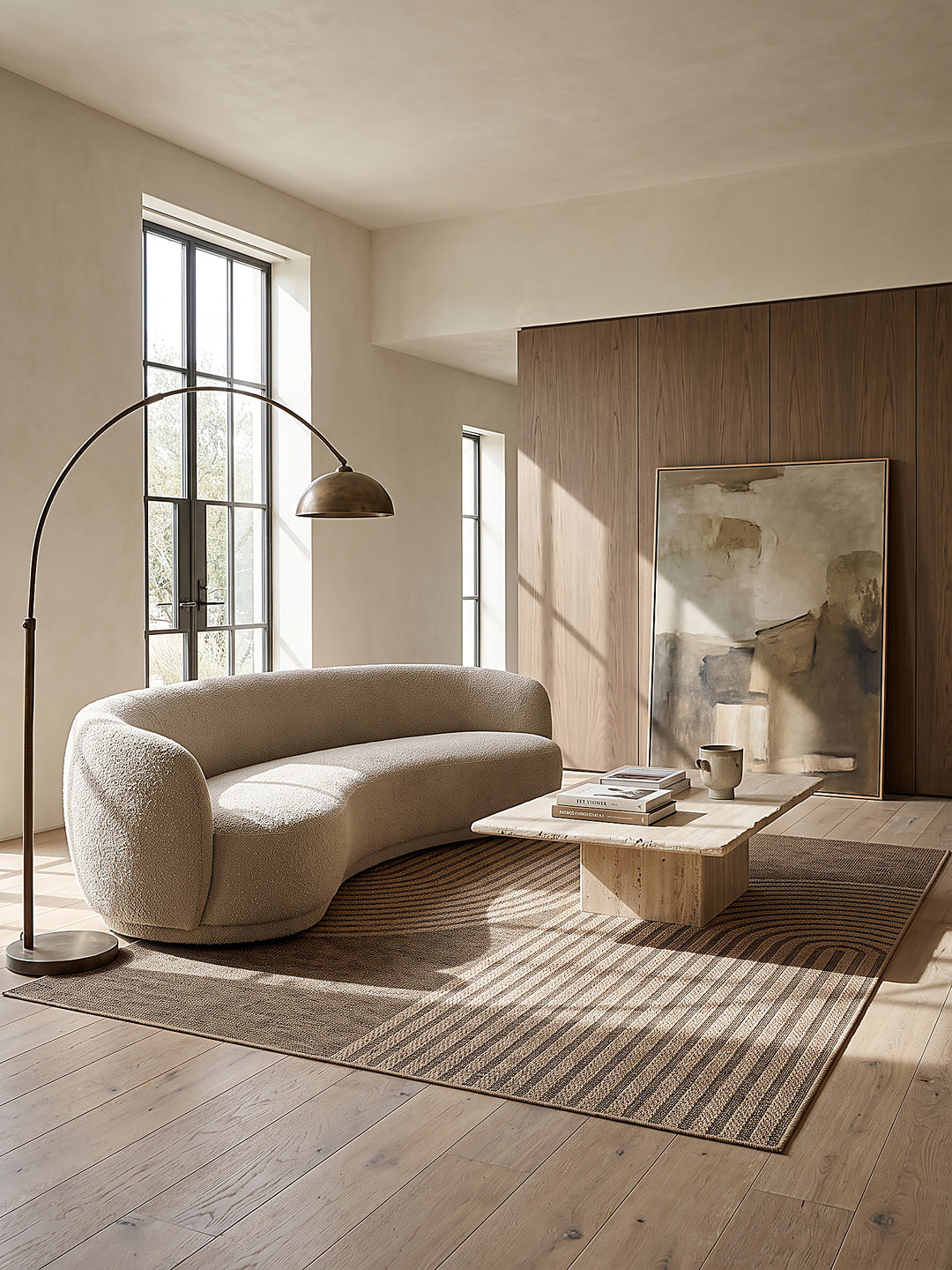 Teppich Natur rechteckig im modernen Wohnzimmer_