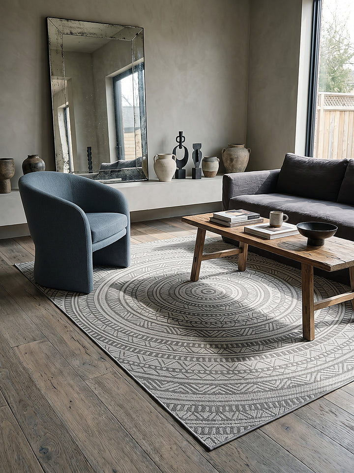 Teppich Anthrazit rechteckig im modernen Wohnzimmer_