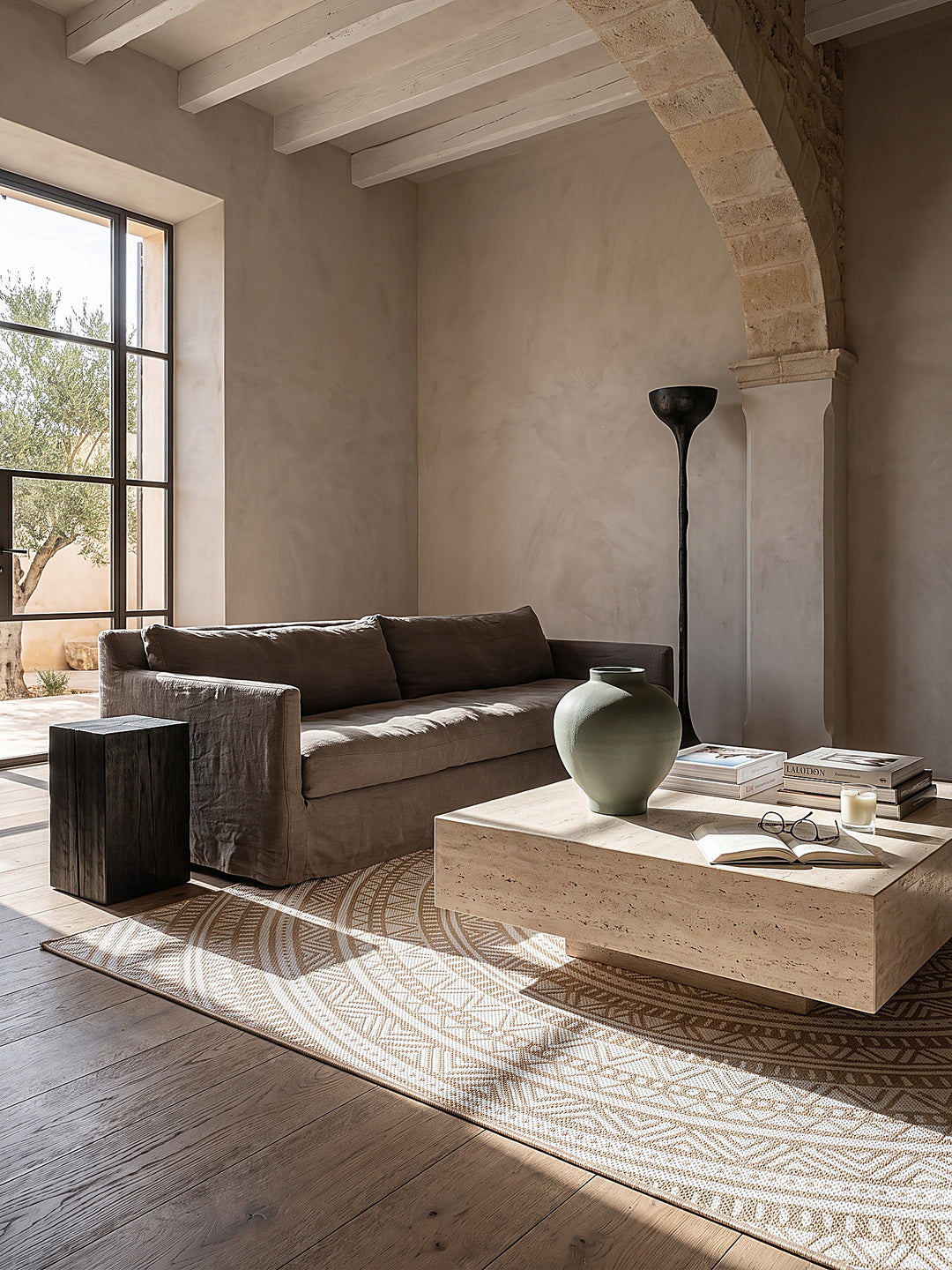 Teppich Natur rechteckig im modernen Wohnzimmer_