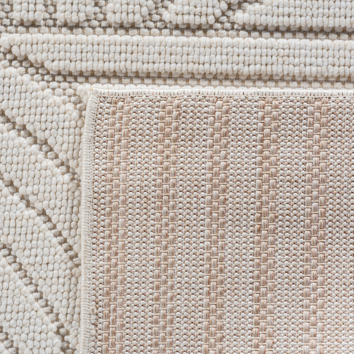 Teppich Creme Unicolor Polyester Designteppich Kollektion BERNINA Wohnraum 80x250_