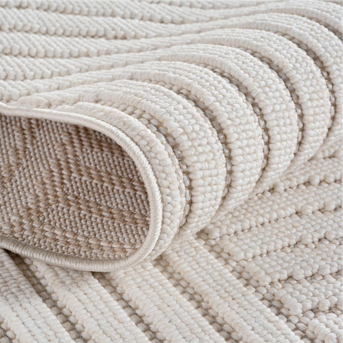 Teppich Creme Unicolor rund Polyester Unicolor Einrichtung Wohnidee Bodenbelag BERNINA_