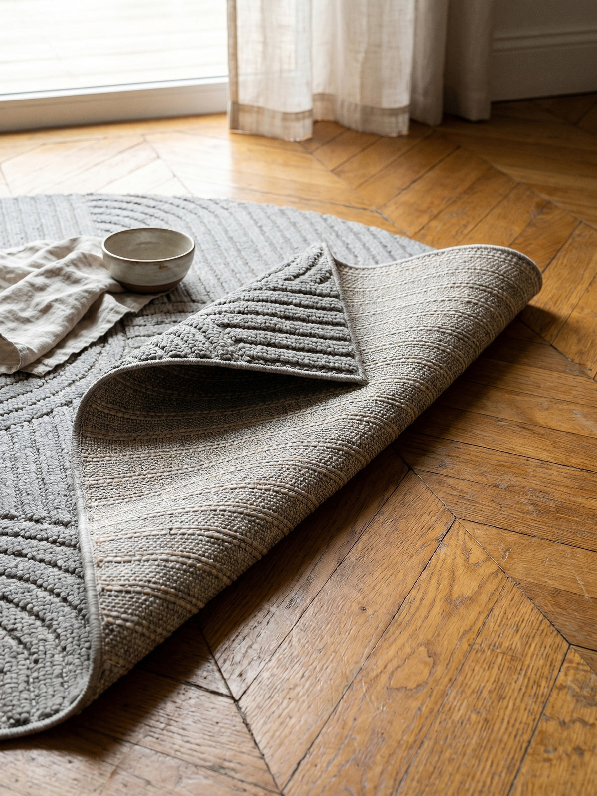 Teppich Silber rund Wohnaccessoire Deko_