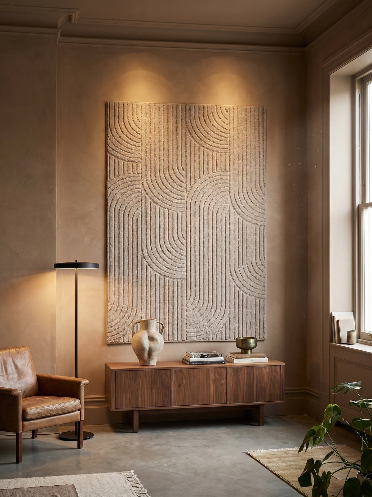 Teppich Beige rechteckig Wandteppich Wanddeko_
