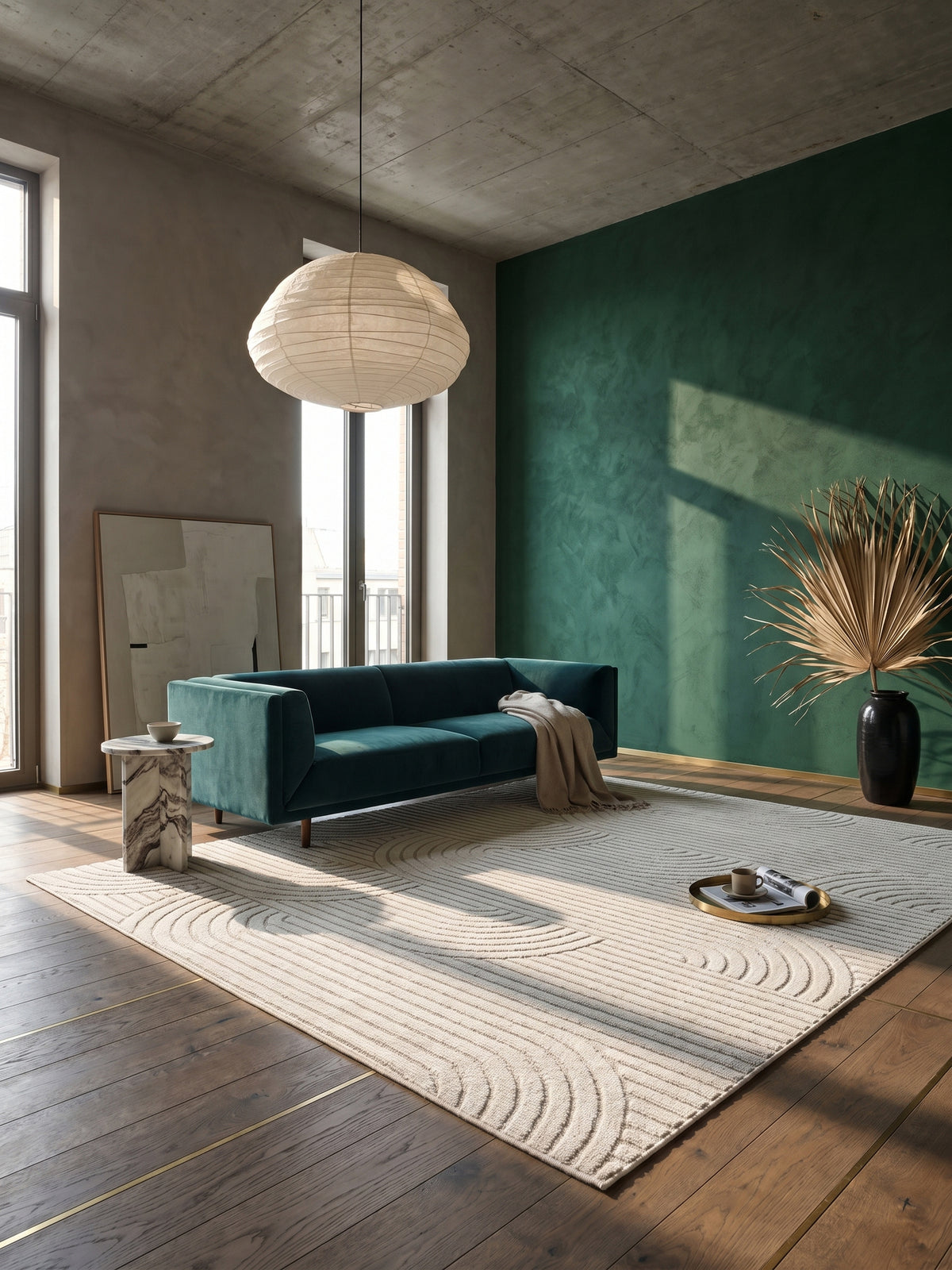 Teppich Creme rechteckig im Wohnzimmer_