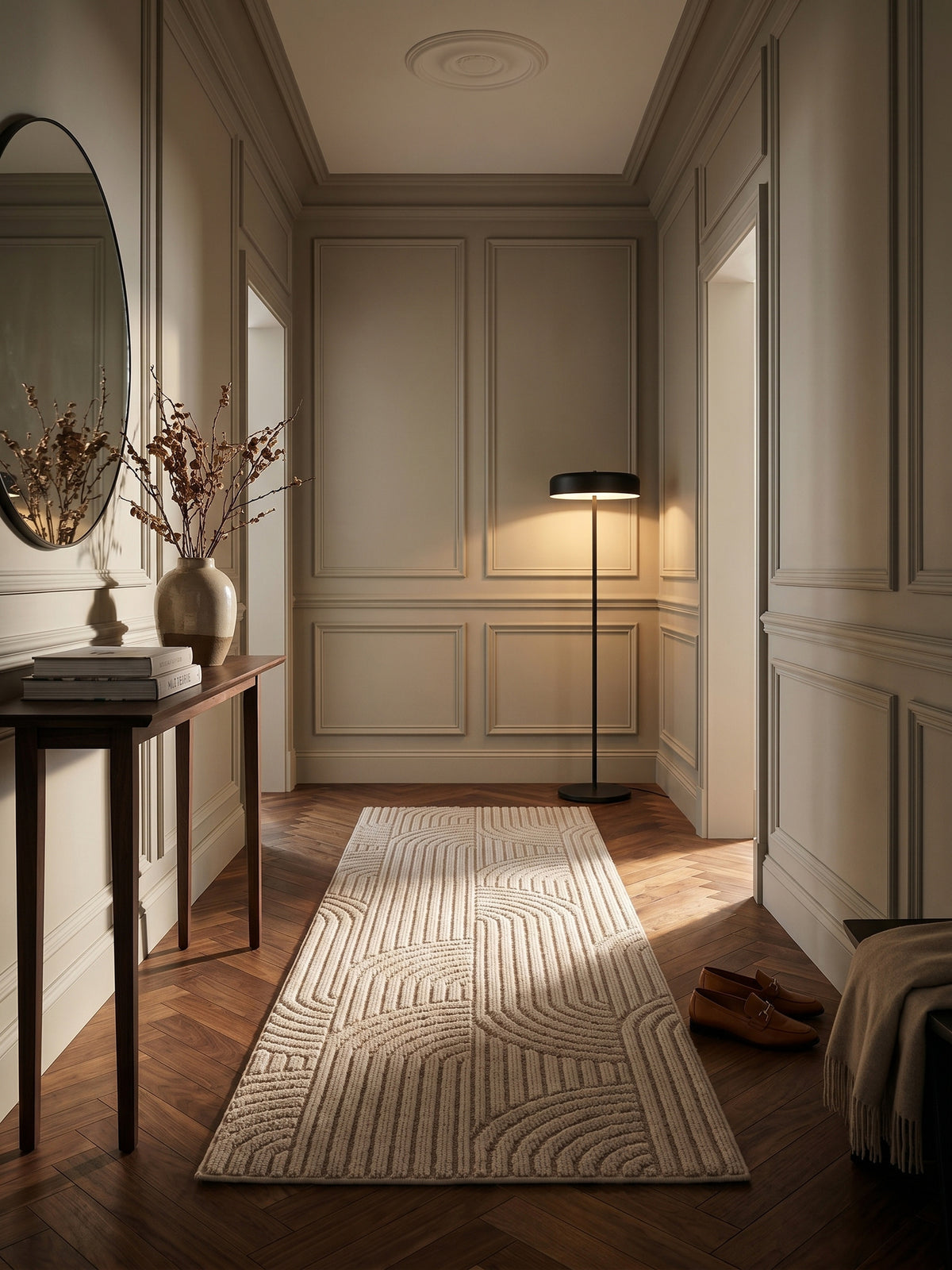 Teppich Beige Läufer im Wohnzimmer Einrichtungsidee_