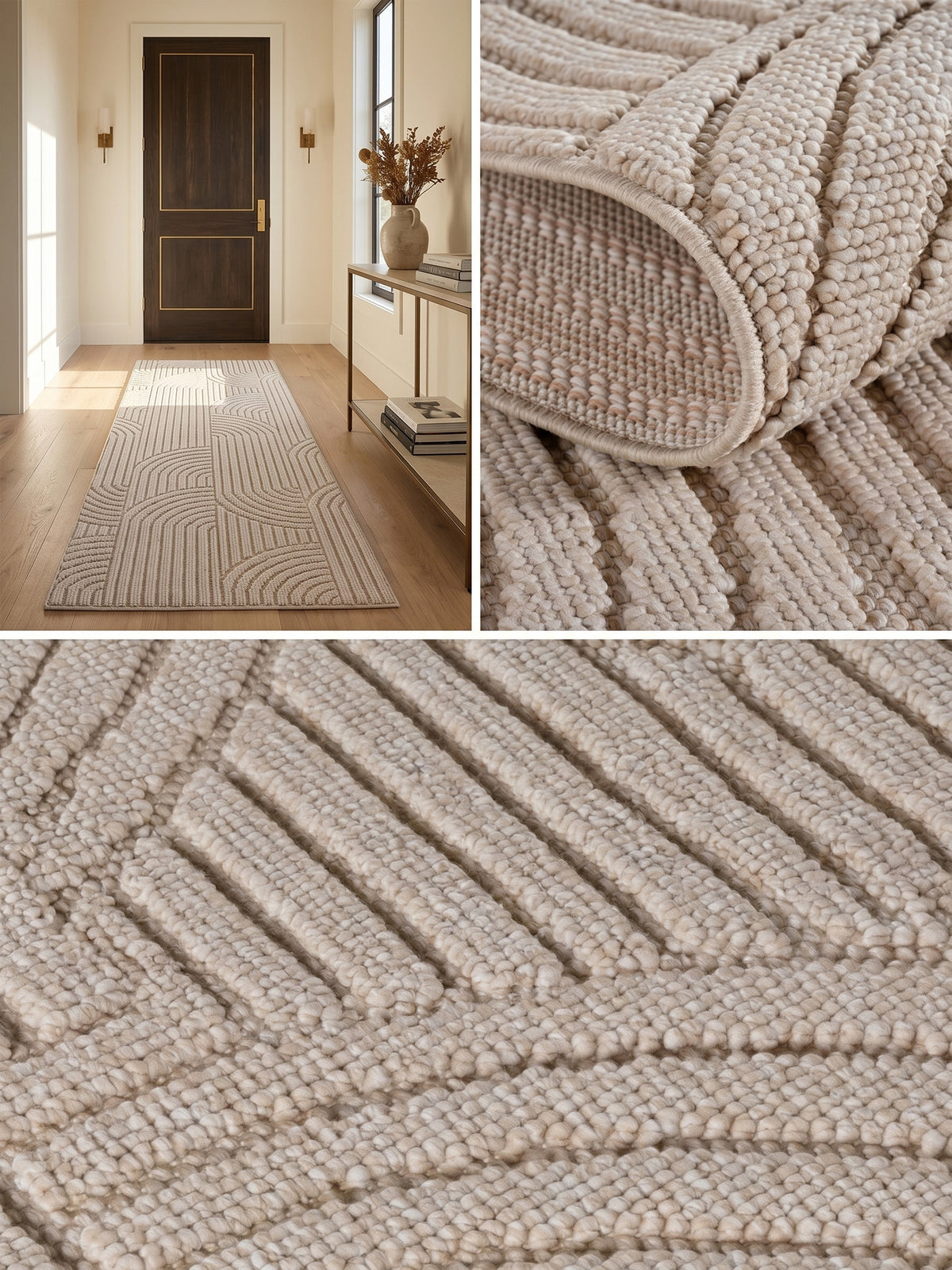 Teppich Beige Läufer Webstruktur Qualität