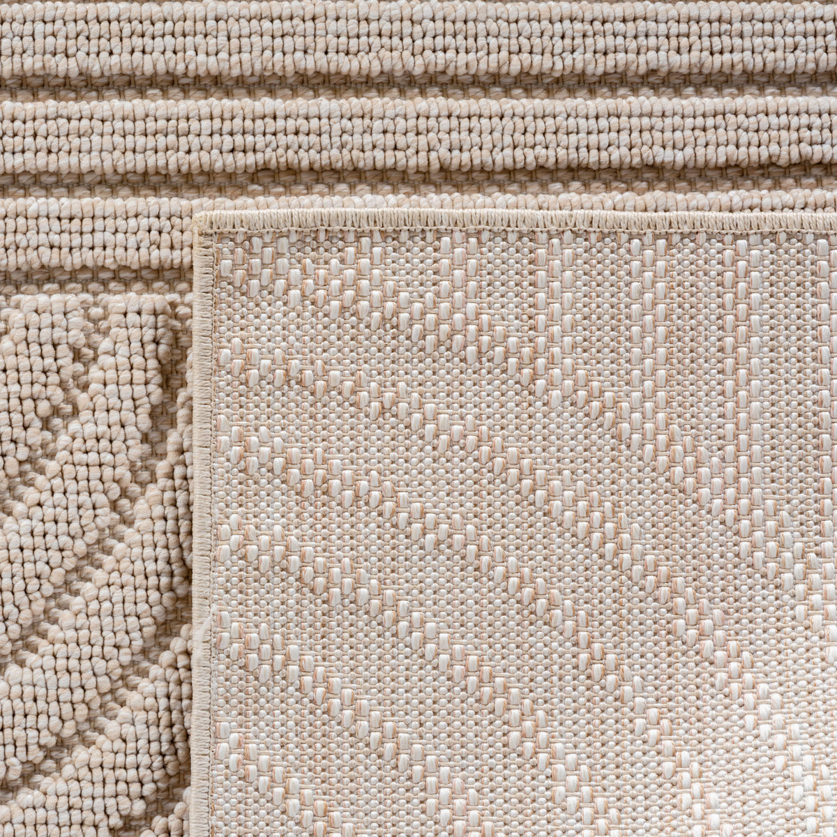Teppich Beige Unicolor Polyester Designteppich Kollektion BERNINA Wohnraum 80x250