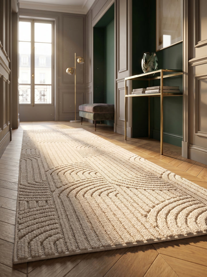 Teppich Creme Läufer Textur Nahaufnahme Detail_