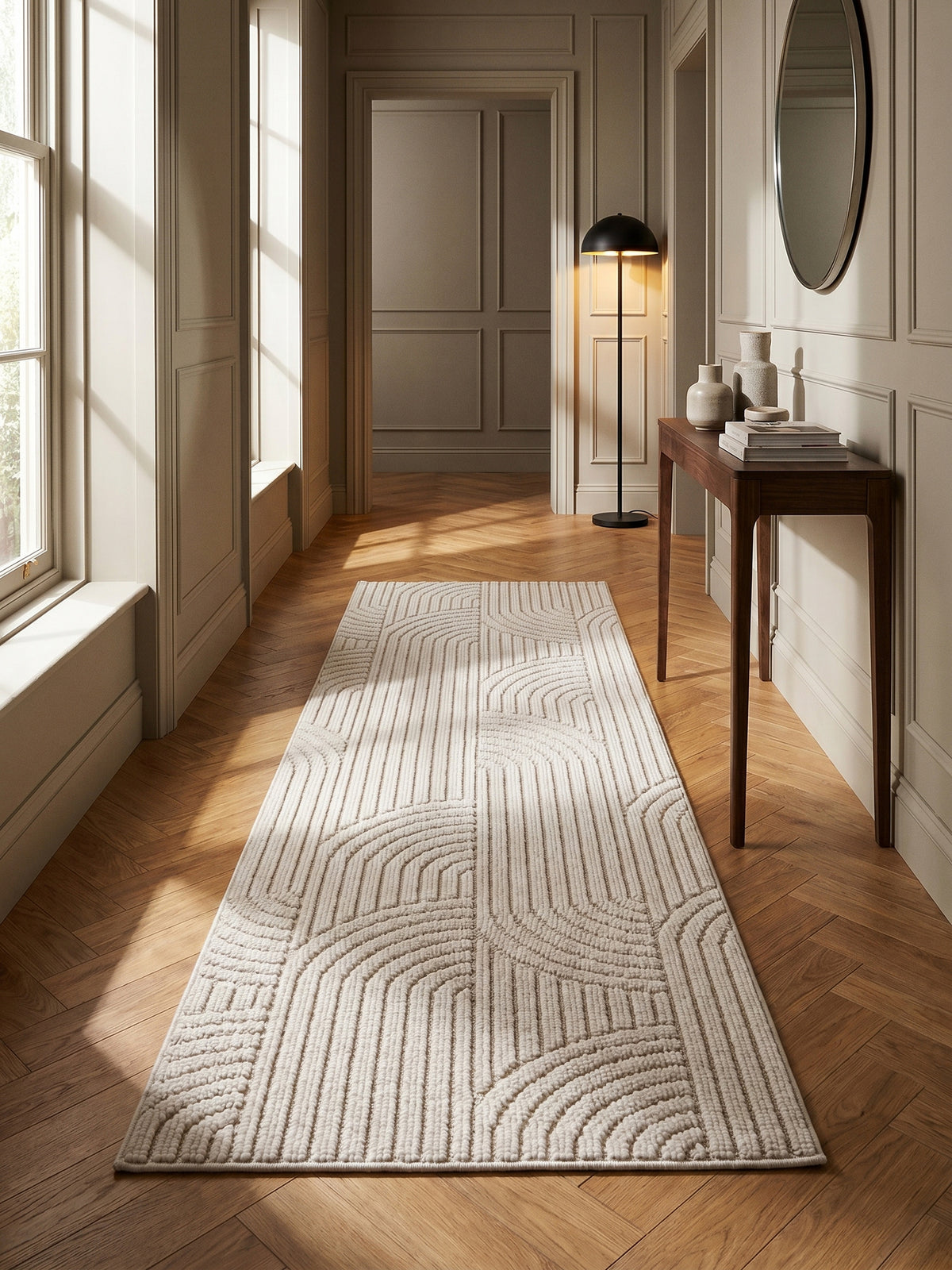 Teppich Creme Läufer im Wohnzimmer Einrichtungsidee_