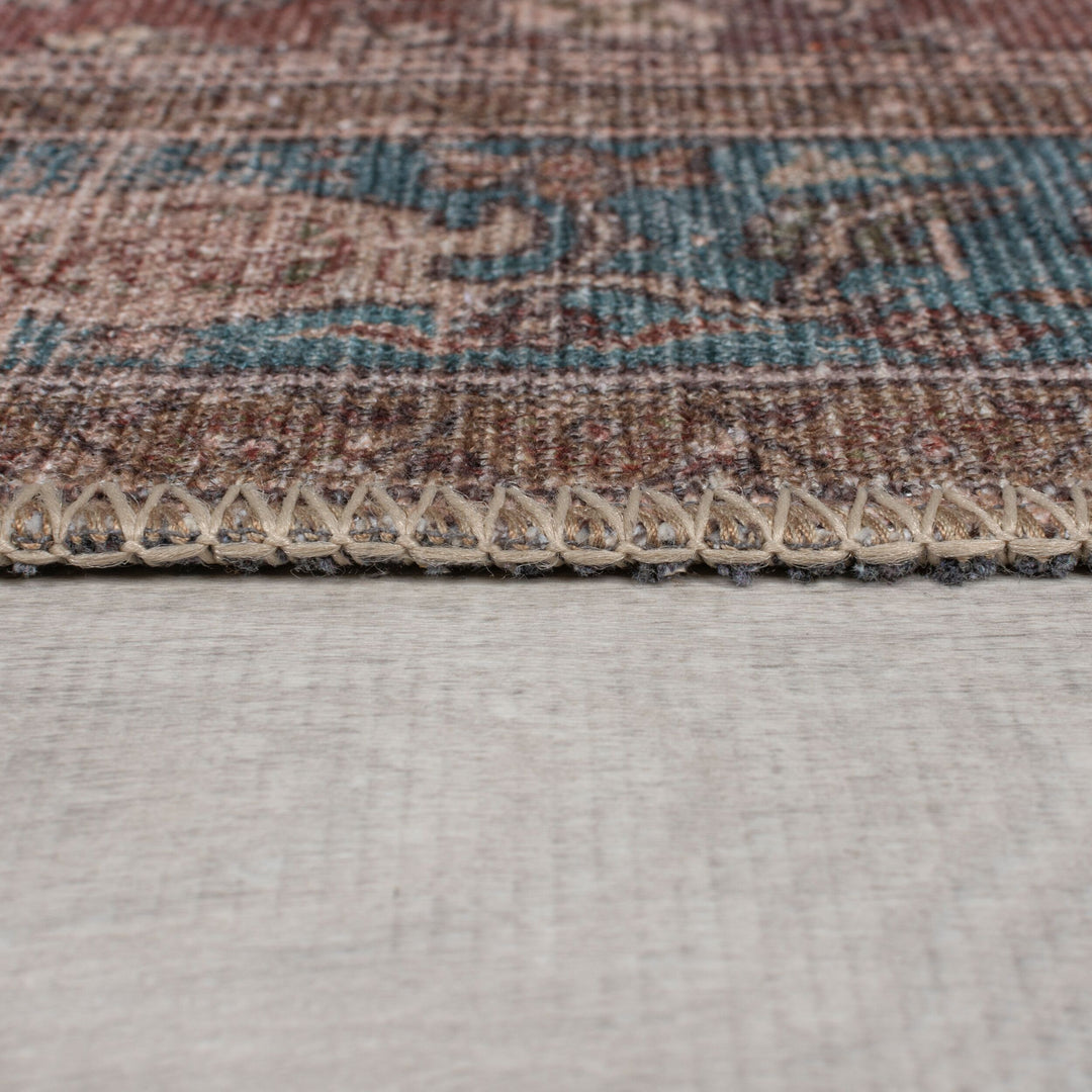 Flachgewebe Teppich waschbar Rot Vintage Orientalischer Used-Look_Läufer_