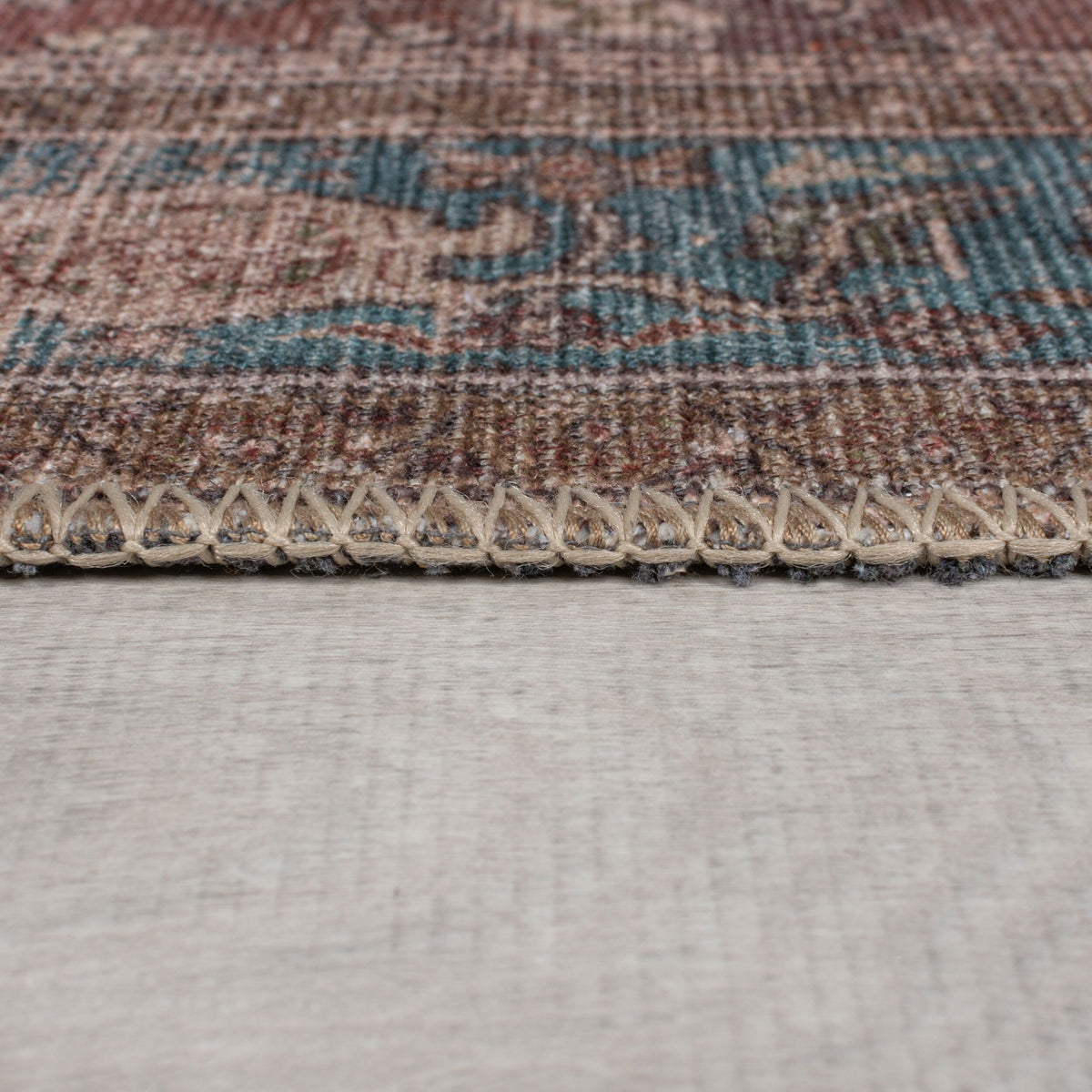 Flachgewebe Teppich waschbar Rot Vintage Orientalischer Used-Look Läufer