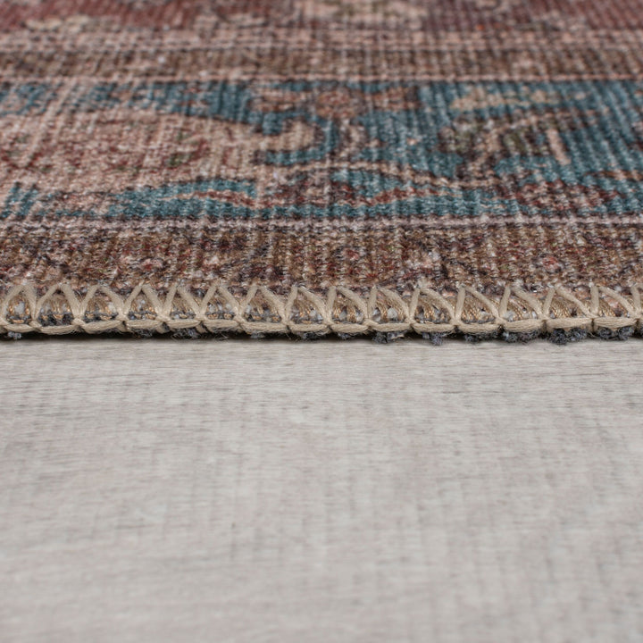 Flachgewebe Teppich waschbar Rot Vintage Orientalischer Used-Look_Läufer_