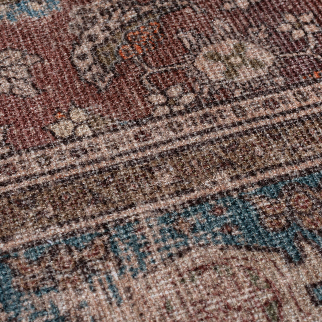 Waschbarer Teppich Vintage Floral Muster - Orientalisch - Wohnzimmer_Rot_Läufer_