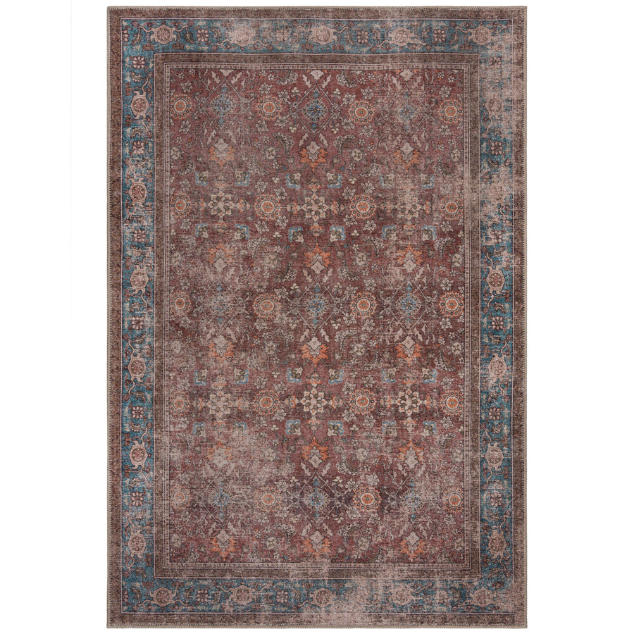 Waschbarer Teppich Vintage Floral Muster - Orientalisch - Wohnzimmer schmutzabweisend_Rechteckig_