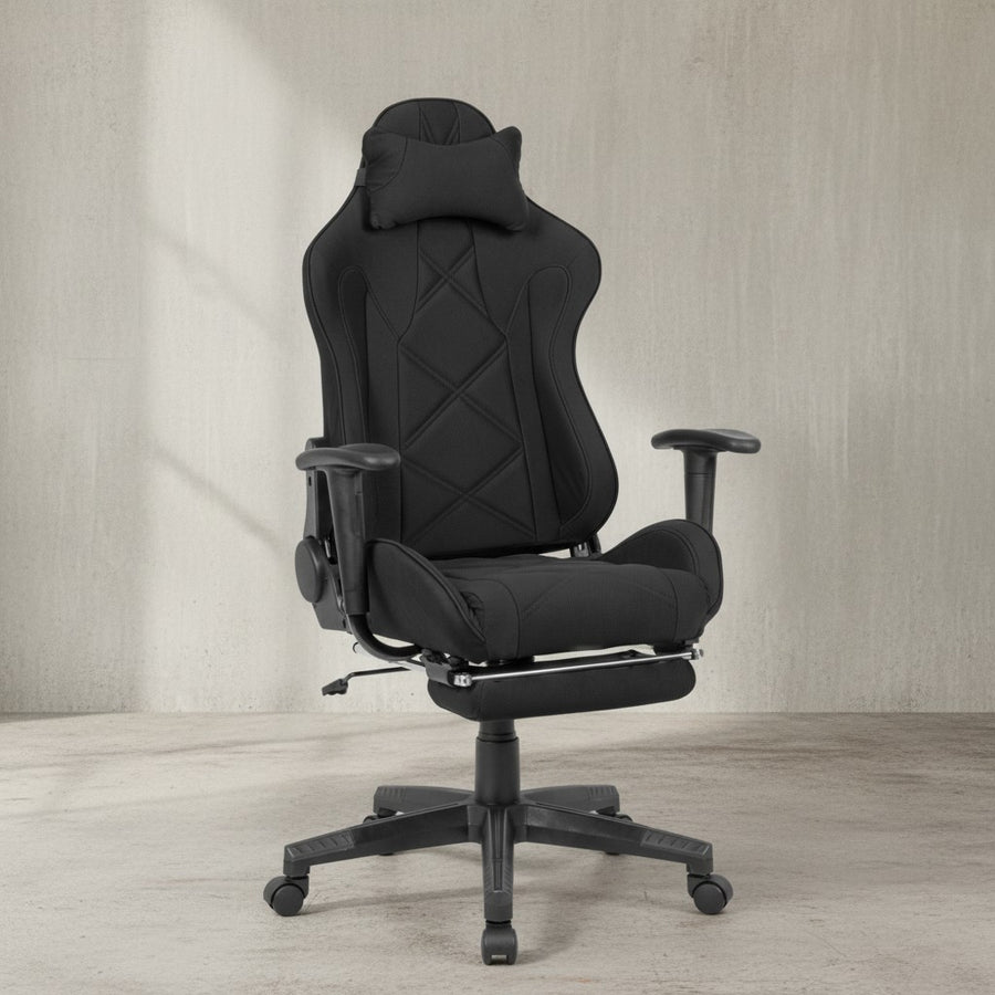 Gaming Schreibtischstuhl TEMPO_ Racing Design_ einstellbare Rückenlehne_ ausziehbare Fußstütze - KADIMA DESIGN_Größe_ 103x70x130 cm_
