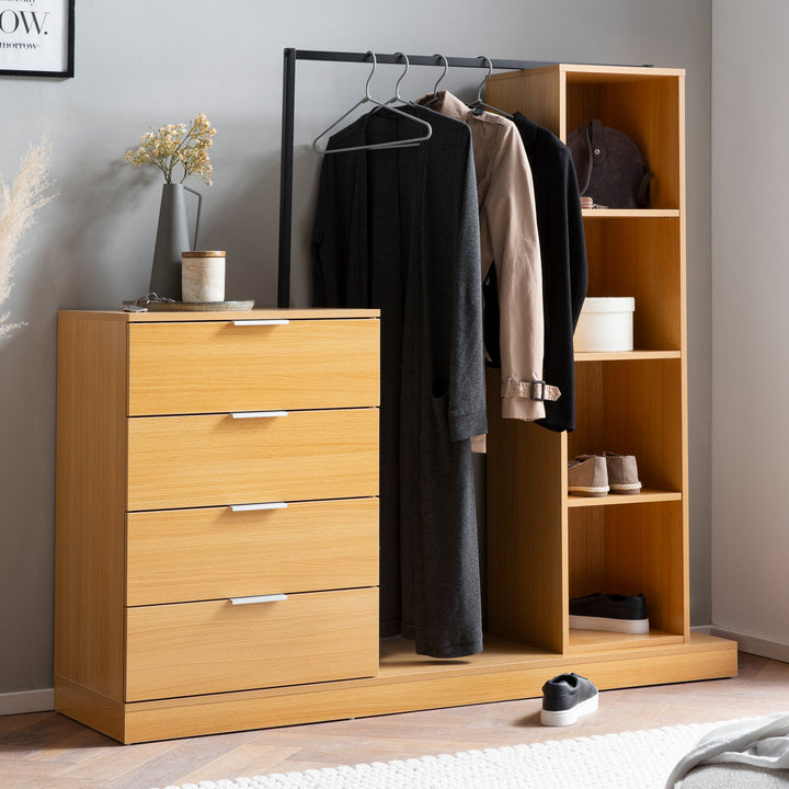 Garderobe Eiche-Dekor 145x136x40cm mit Regal und Kommode