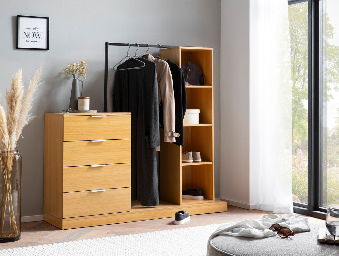 Garderobe Eiche-Dekor 145x136x40cm mit Regal und Kommode