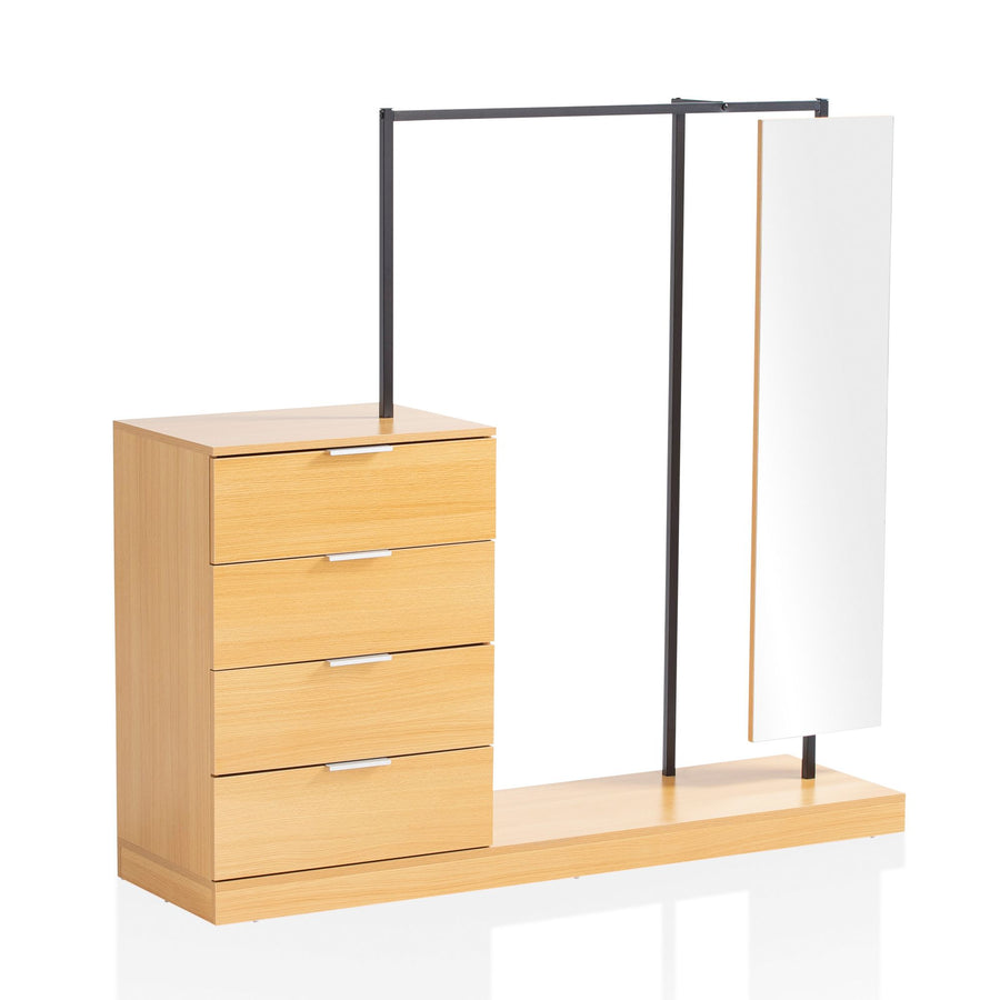 Garderobe Eiche-Dekor 145x138x40,5cm mit Kommode und Spiegel