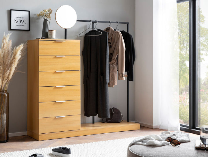 Garderobe Eiche-Dekor 145x165x40cm mit Spiegel und Kommode