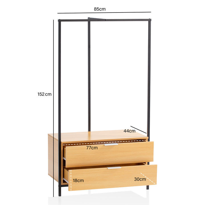 Garderobe Eiche-Dekor 152x85x44cm mit Schubladen