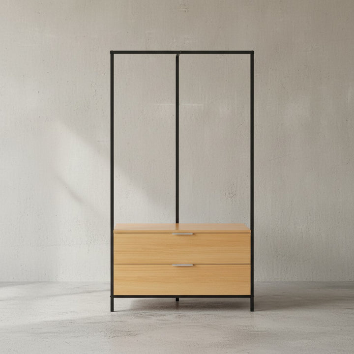 Garderobe Eiche-Dekor 152x85x44 cm Flurgarderobe Modern - Kompaktgarderobe für Schuhe - Jacken - Schals und Mützen - Kleiderständer Flur mit Schubladen und Kleiderstange_