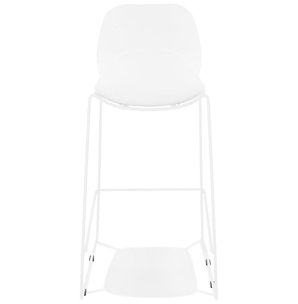 Vielseitiger Design Barhocker - Weißer Sitz und Gestell - 49cm Fußabstand - rutschfeste Gleiter - optimal für moderne Esszimmer und Bars._