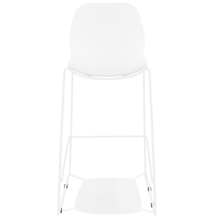 Vielseitiger Design Barhocker - Weißer Sitz und Gestell - 49cm Fußabstand - rutschfeste Gleiter - optimal für moderne Esszimmer und Bars._