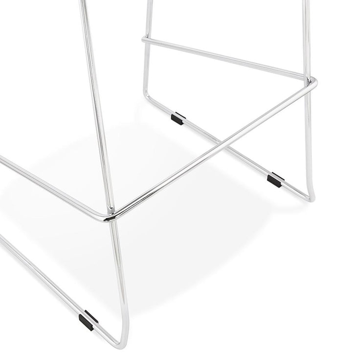 Eleganter Designhocker - Weißer Sitz - verchromte Beine - 49cm Fußabstand - verleiht jeder Kücheninsel einen mondänen Touch._