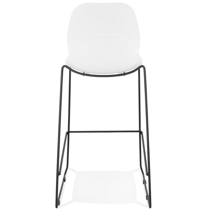 QUIRON Designhocker für Theke - Weißer Sitz - schwarzes Gestell - 49cm Fußabstand - stilvoller Akzent für moderne Einrichtungen._