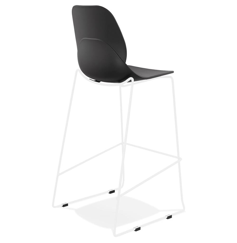 QUIRON Hocker im zeitlosen Design - 51-5x52x111cm - weißer Sitz - schwarzes Gestell - stapelbar - überzeugt durch modernes Design._