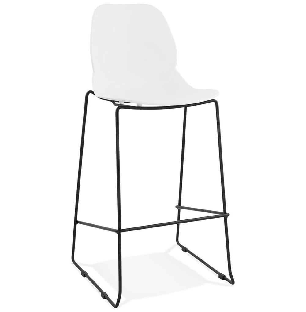 QUIRON Design Barhocker in Weiß-Schwarz - 75cm Sitzhöhe - kontrastreiches Design - UV-beständig - verleiht jeder Bar ein mondänes Wohngefühl._