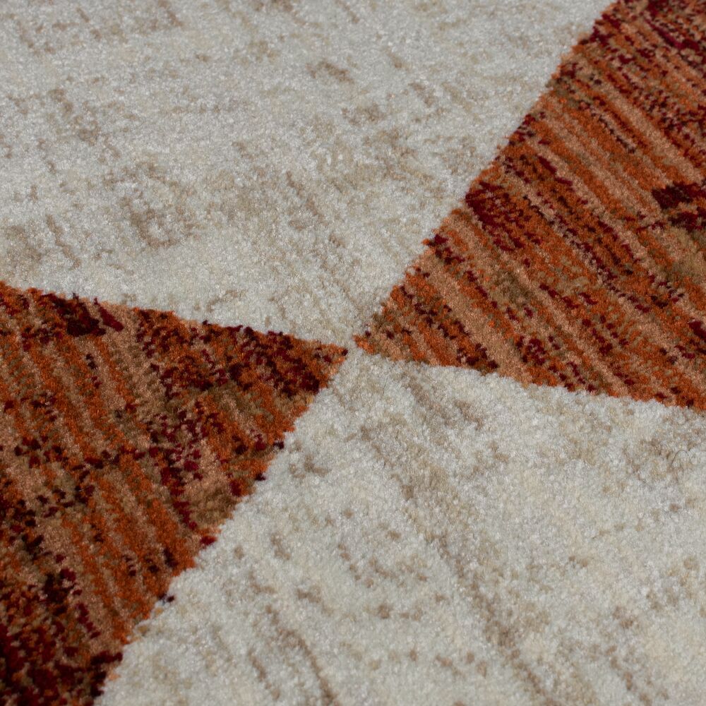 Teppich OGMORE Dreieck-Geometrie Rot-Creme Flor Nahaufnahme Rechteckig