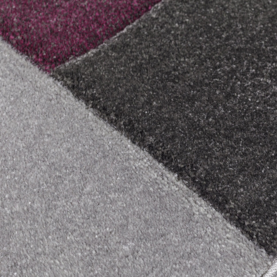 Geometrischer Teppich in aktuellen Trendfarben_Lila-Grau_Rechteckig_