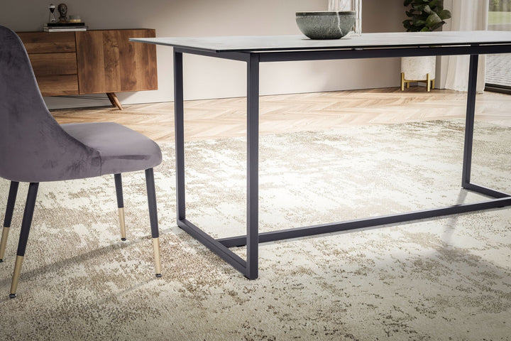 Moderner Marmortisch mit Glasplatte - 180x90cm Keramik-Oberfläche - elegantes Wohndesign in Weiß von Kadima Design_