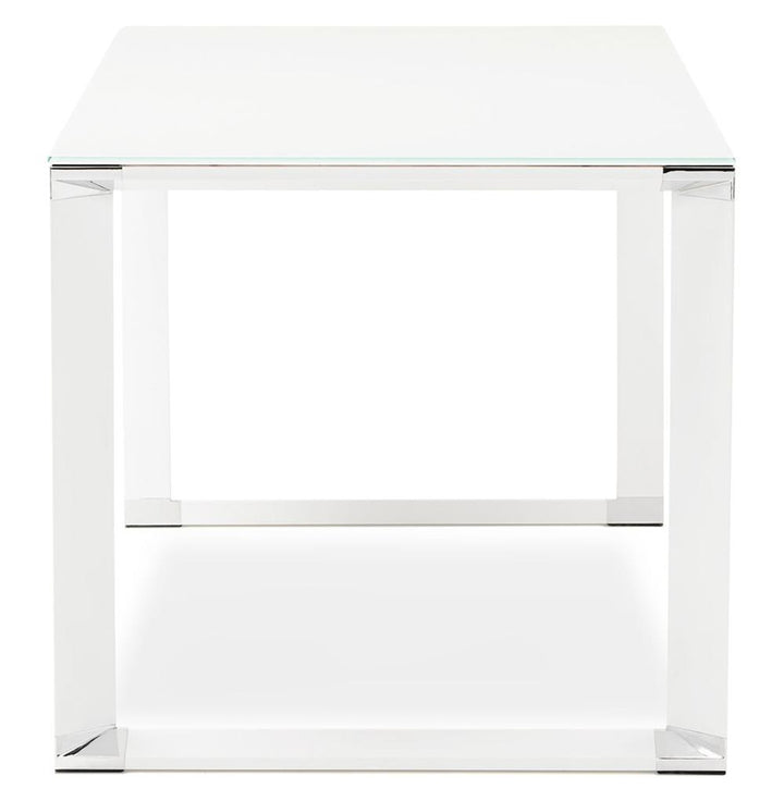 Designerschreibtisch Detailansicht - Schlankes Kufengestell - verchromte Elemente - perfekt für moderne - urbane Wohnungen. Kadima Design._