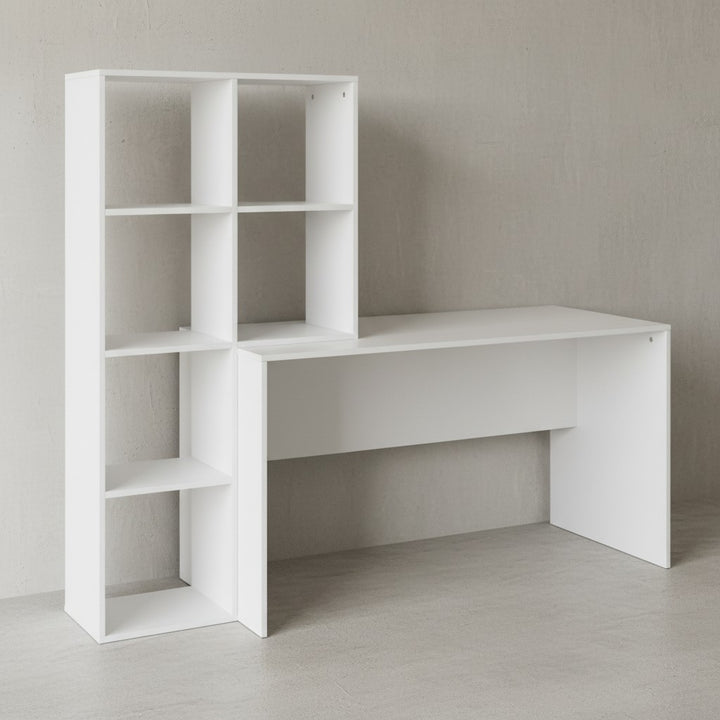 Großer Schreibtisch mit Regal_ Puristisches Design_ Melaminharzbeschichtung - KADIMA DESIGN_Größe_ 170x59x144 cm_