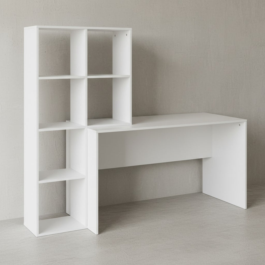 Großer Schreibtisch mit Regal_ Puristisches Design_ Melaminharzbeschichtung - KADIMA DESIGN_Größe_ 170x59x144 cm_